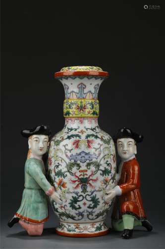 Colour Enameled Flower Vase from Qing