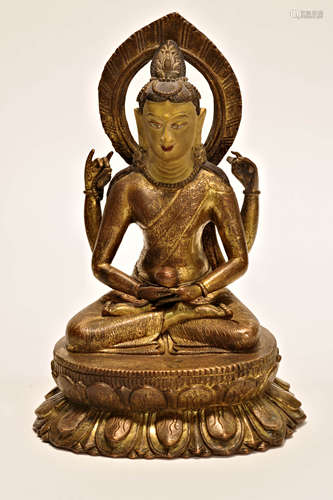 Gilt Bronze Figure Of Four-Armed Avalokitesvara