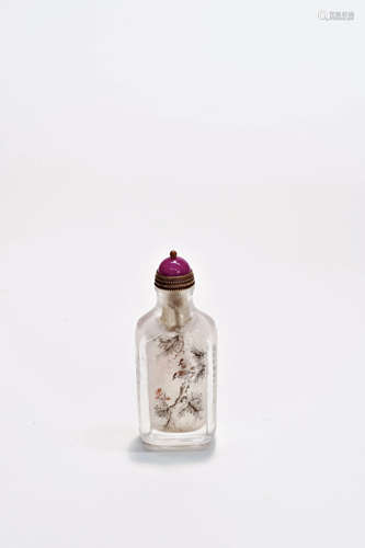 Inside-Painted Glass Snuff Bottle