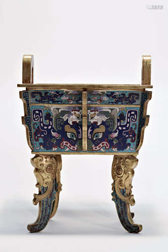 Cloisonne Enamel Double-Eared Censer