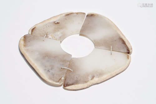 Carved Jade Four-Segment Disc Bi