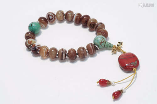 Carved Agate Beads Hand String