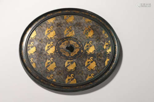 Gold And Silver Inlaying Bronze Mirror