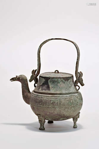 Bronze Ritual Tripod Pot With Loop Handle