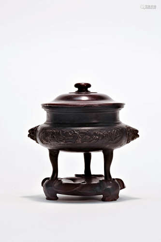 Bronze Tripod Censer With Stand