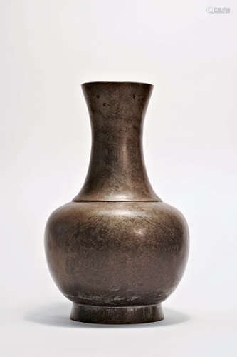 Silver Filigree Bronze Floral Baluster Vase