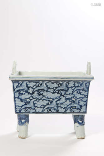 Blue And White Crane And Cloud Censer