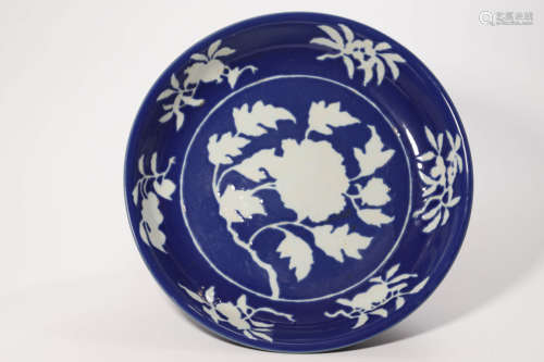 Sacrificial Blue Glaze Flower And Sanduo Plate