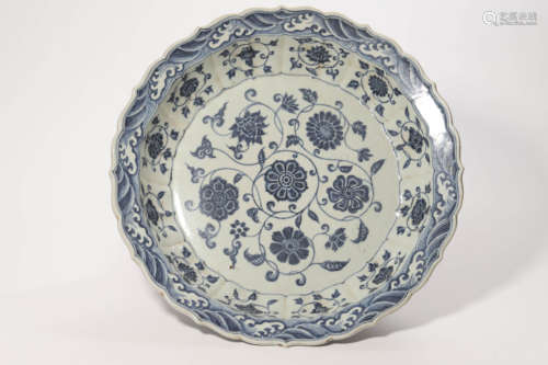 Blue And White Lotus Plate