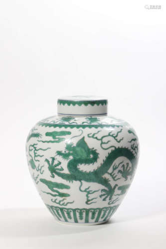 Green Glaze Dragon Jar