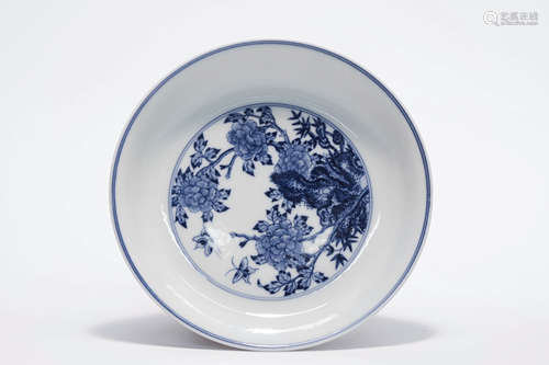 Blue And White Floral Plate