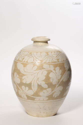 Cizhou Kiln Peony Ovoid Jar