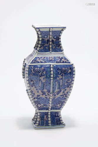 Blue And White Square Vase