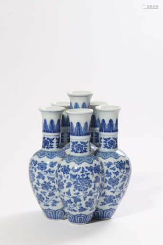 Blue And White Lotus Six-Spouts Vase