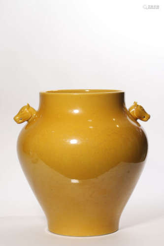 Yellow Glaze Double-Eared Jar