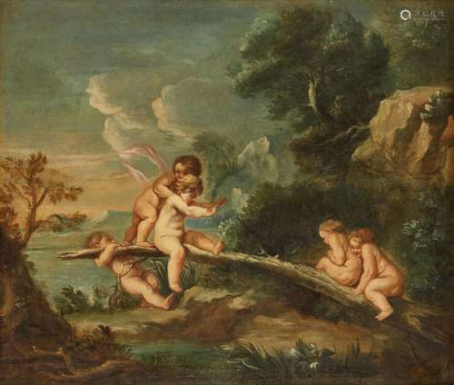 École française du XVIIIe siècle<br />
Putti jouant à la bal...