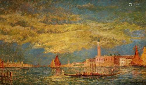 GERARD Henry (1860-1925)<br />
Venise<br />
Huile sur pannea...