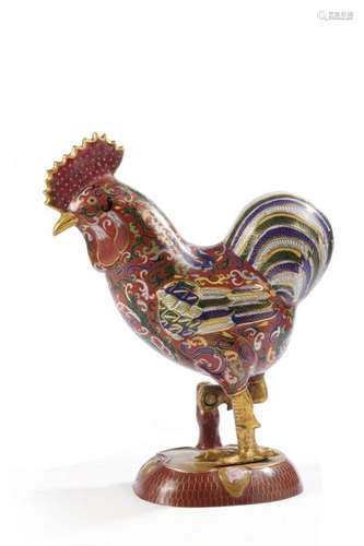 École chinoise<br />
Coq polychrome<br />
Métal émaillée<br ...