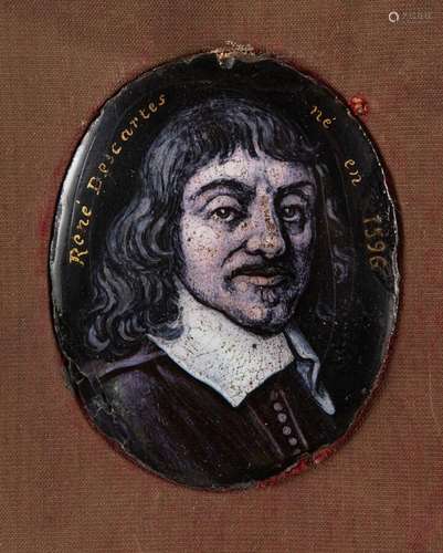 LIMOGES<br />
René Descartes<br />
Médaillon ovale émaillé<b...