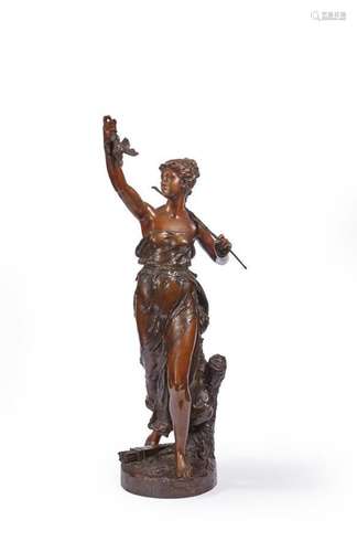 PILET Léon (1840-1916)<br />
Diane chasseresse<br />
Bronze ...