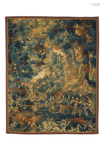 AUBUSSON<br />
Fragment de tapisserie représentant une verdu...