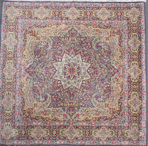 Tapis Kirman (chaîne et trame en coton, velours en laine), S...