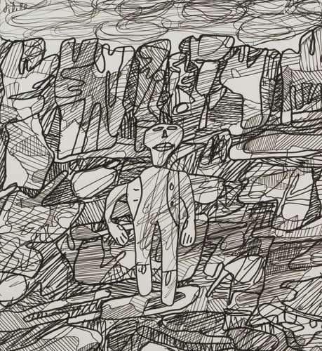 38. Jean DUBUFFET (1901-1985) Paysage avec un personnage,