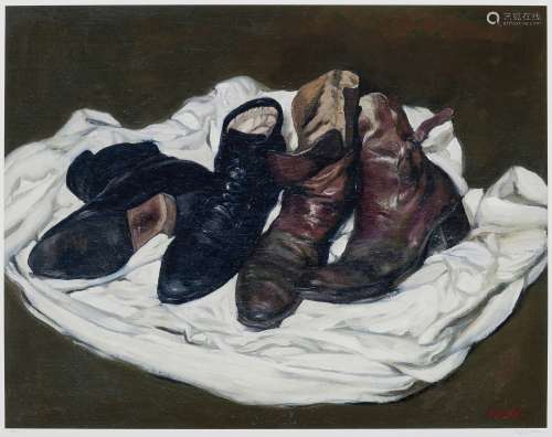 陈丹青 2012作 皮鞋与皮靴（附收藏证书） 纸本版画