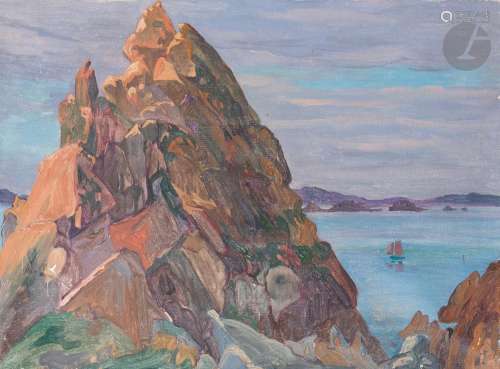 Maurice Jaubert de BECQUE (1878-1938)Rochers et bord de mer ...