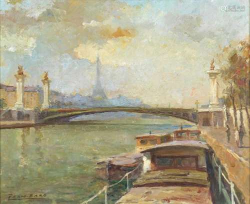 FRAN-BARO - Le Pont alexandre III - Huile sur panneau signée...