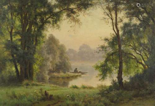 Lucien SIMONNET (1849-1926) - Pêcheur au petit matin - Huile...