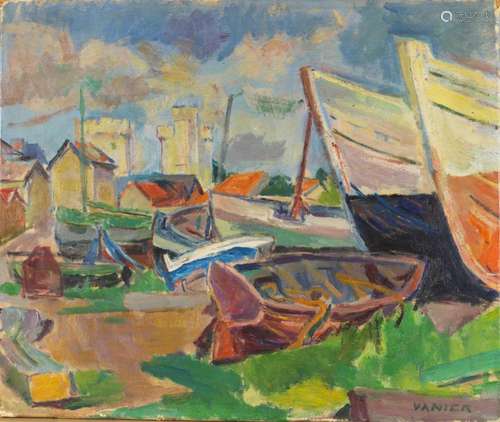 Simon Claude VANIER (1903-1958) - Bateaux au port , la Roche...