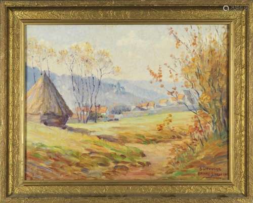 G. LATOUCHE - Paysage - Huile sur panneau signée, "Epin...