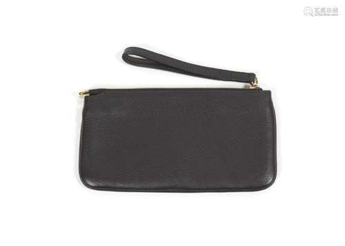 GUCCI - Petite pochette en cuir grainé noir – Intérieur en t...