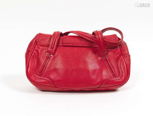 CELINE - Sac porté main ou épaule en cuir grainé rouge – Int...