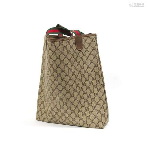 GUCCI - Sac cabas en toile enduite monogramme pécari et band...