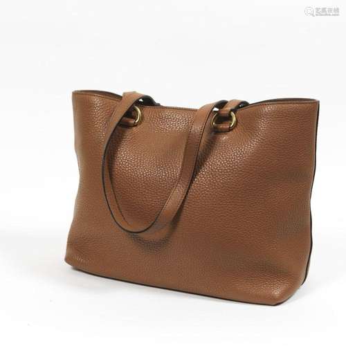 PRADA - Sac cabas en veau grainé marron clair – Intérieur en...