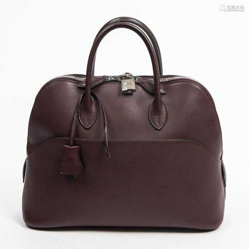 HERMES - Sac bolide en veau swift de couleur prune – Intérie...