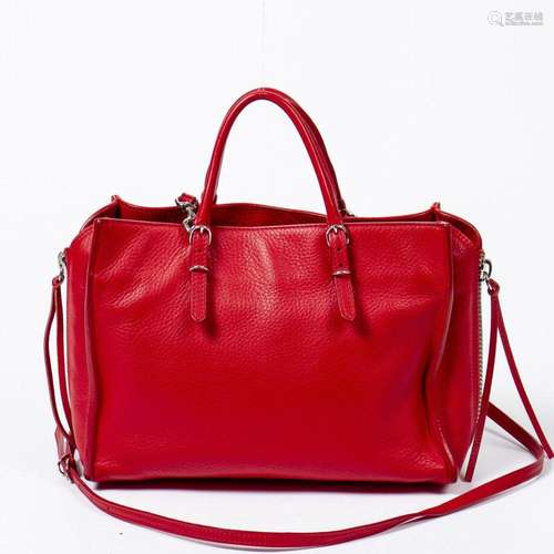 BALENCIAGA - Petit sac à main cabas en cuir grainé rouge – B...