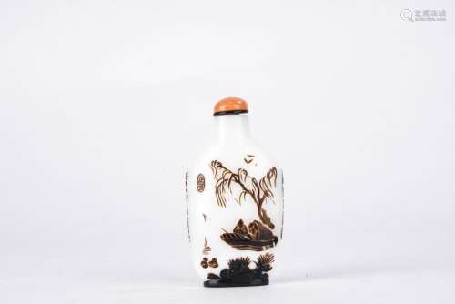 Chinese Overlay Glass Character Story Snuff Bottle