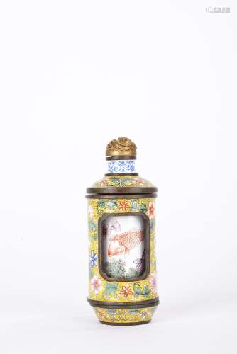 Chinese Qing Period Painted Canton Enamel Snuff Bottle