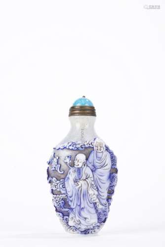 Chinese Qing Period Overlay Glass Hehe Erxian Snuff Bottle