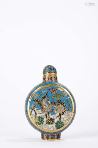 Chinese Qing Period Enamel and Gilt Flower Snuff Bottle