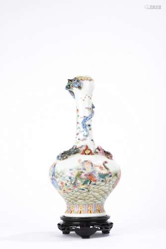 Chinese Famille Rose character story garlic bottle