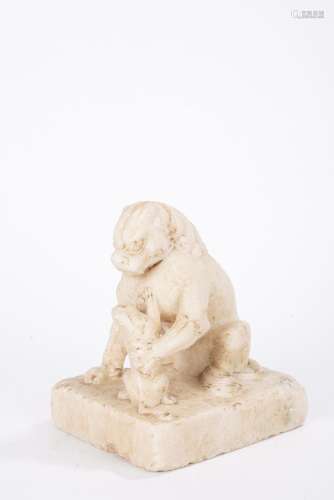 Chinese stone carving of mother and son tiger