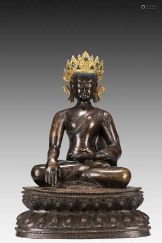 Tibetan bronze statue of Sakyamuni Buddha