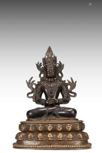 Tibetan bronze statue of Buddha of Amitayus