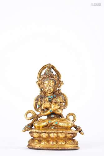 Tibetan gilt-bronze statue of Vajrasattva
