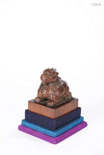 Chinese Qing Period Imperial boxwood beast seal