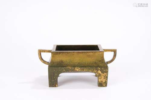 Chinese Qing Period Gilt Bronze Xuande Censer